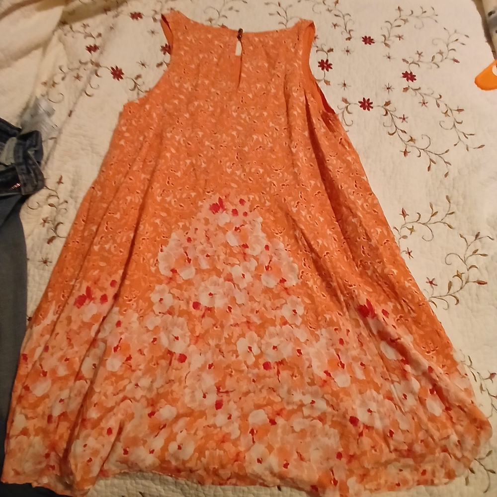 Floral Orange  Dress Size M
